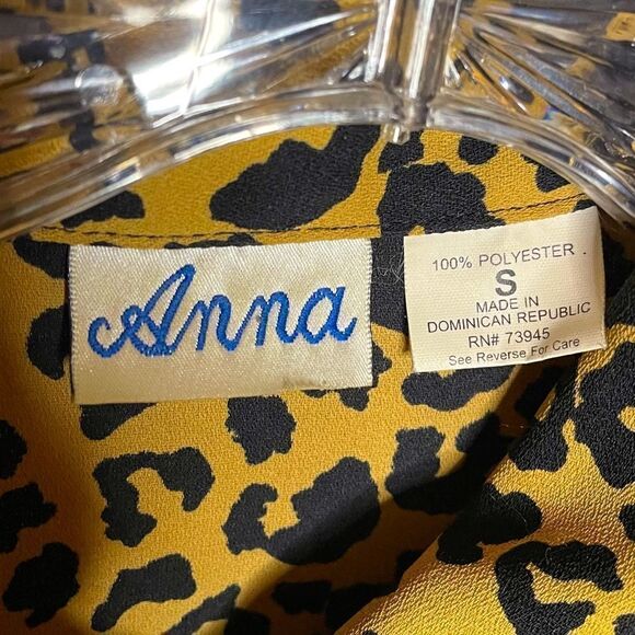 ANNA and Frank Blouse Leopard Print 80’s Vintage Button Down Womens S - Picture 2 of 8